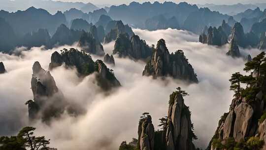 黄山云海壮丽景观