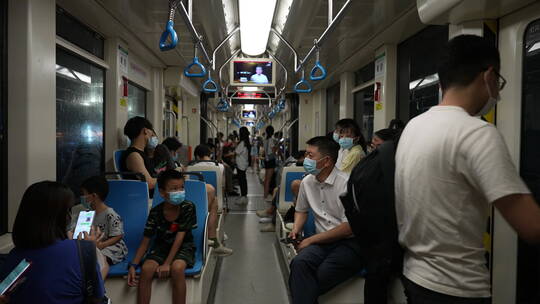 广州有轨电车车厢视频素材模板下载