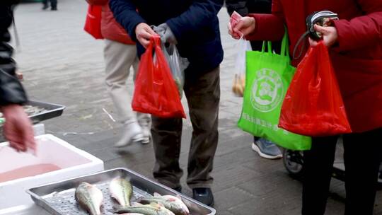 清晨 早市 人文 现金支付 菜市场 买卖视频素材模板下载