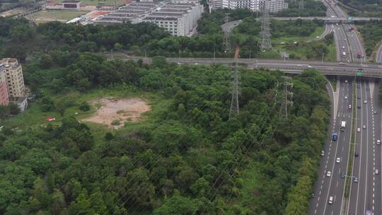 航拍深圳龙华区观澜园林绿化及居住区绿化