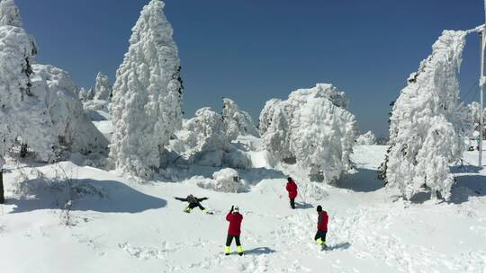 临安百丈岭雪景冰雪风光4K航拍