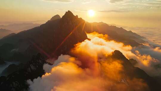 航拍泰山  泰山日出 日出泰山 泰山