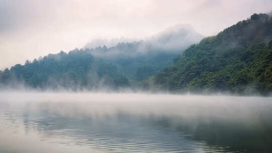 江面水面上水气薄雾