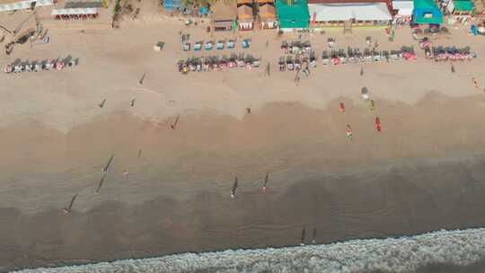 美丽的帕洛伦海滩鸟瞰景观印度果阿邦视频素材模板下载