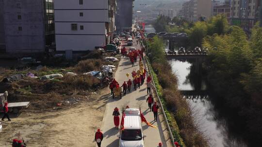 航拍乡村请林公民俗文化活动