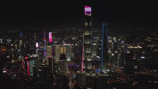 上海外滩夜景4K航拍原素材视频素材模板下载