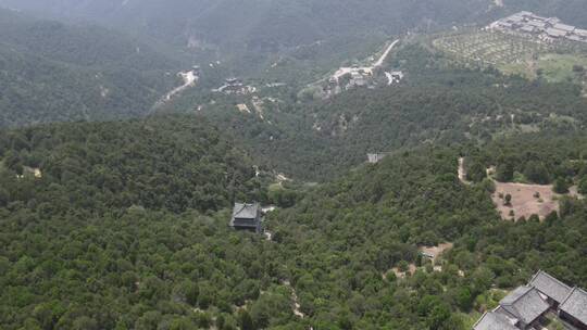 航拍夏季的太原天龙山