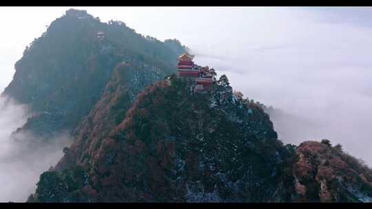 西安南五台景区冬雪雪景视频素材模板下载