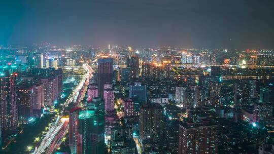 广州_广州大道_五羊邨周围_城市夜景4K