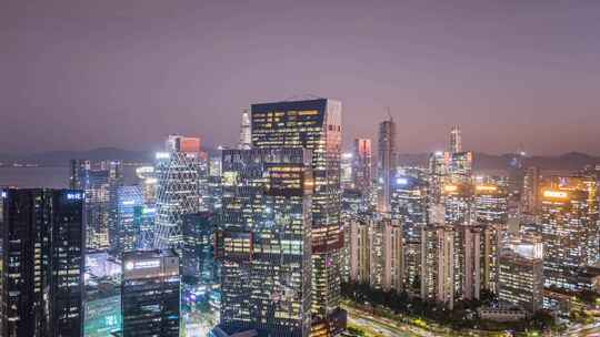 深圳南山腾讯滨海大厦夜景航拍