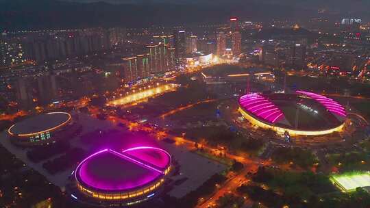 浙江义乌城市夜景航拍 合集