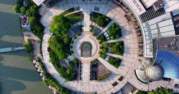 俯拍杭州西湖文化广场