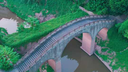 航拍小桥河流