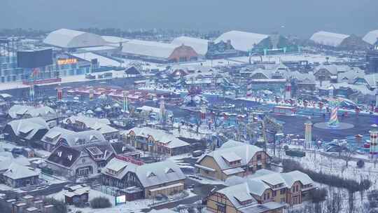 青岛西海岸金沙滩雪景国际啤酒城雪景