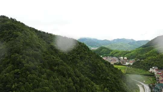 萧山竹林山间云雾航拍美丽乡村