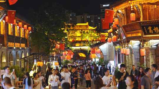 四川凉山西昌市的建昌古城夜景综合镜头