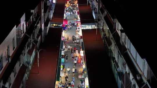 成都郫都区犀浦夜市人来人往热闹夜经济航拍