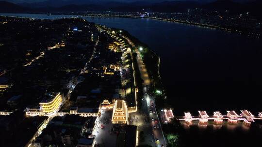 潮州古城夜景航拍视频素材模板下载