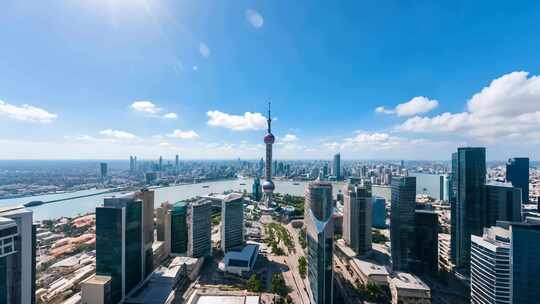 上海陆家嘴城市天际线全景