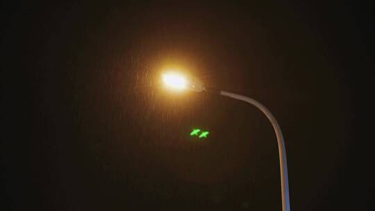 城市夜晚雨天路灯