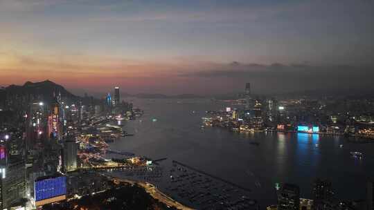 香港维多利亚傍晚航拍