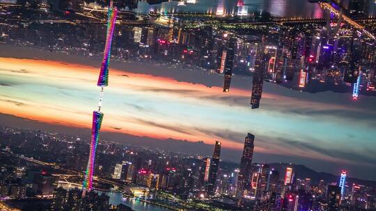4K镜像广州城市晚霞风光建筑