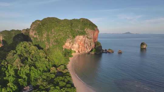 HDR航拍泰国甲米莱利海滩海滨自然风光