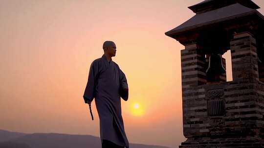 僧人和尚修行寺庙祈福拜佛寺院宗教烧香