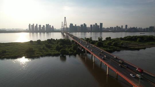 武汉白沙洲长江大桥航拍