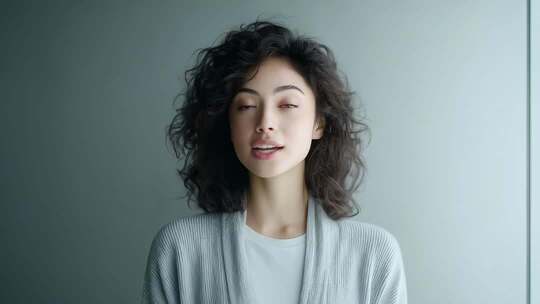 女性面部特写人物采访口播