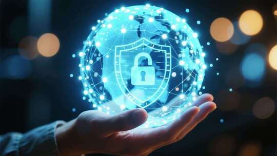 手托带锁地球网络科技画面