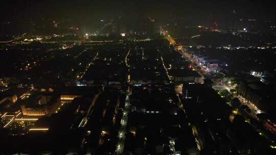 江苏苏州城市夜景交通航拍