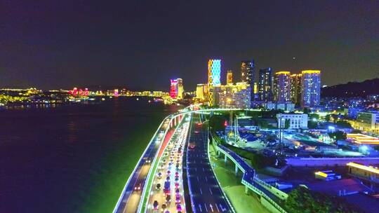 厦门演武大桥夜景视频素材模板下载
