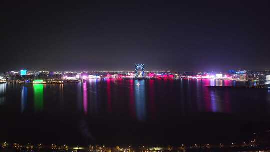 城市夜景 临港新片区滴水湖夜景航拍