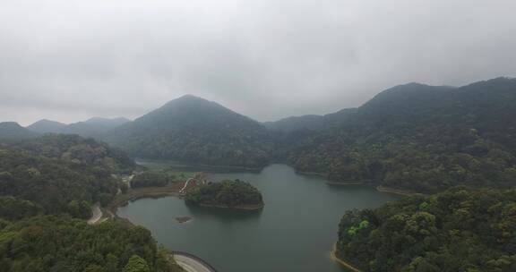 河源万绿湖风景区航拍