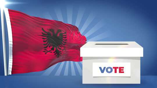 阿尔巴尼亚国旗和投票箱2024年大选视频素材模板下载