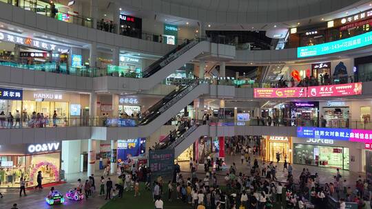 夜晚城市夜景商业步行街景象