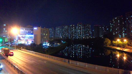 航拍城市夜景  万家灯火车水马龙