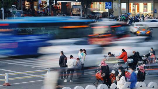 上下班人流街道车流城市交通车水马龙拥堵视频素材模板下载