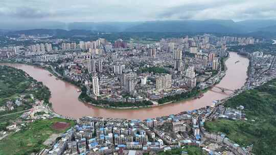 贵州遵义赤水市航拍城市建筑风光