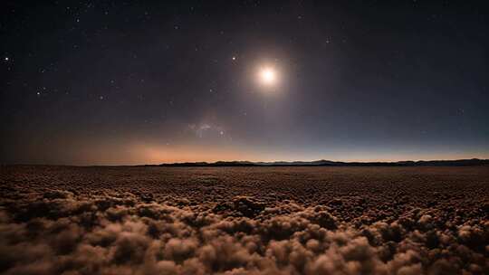 高空云海星空月夜景象