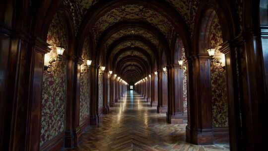 复古风格装饰的室内长廊