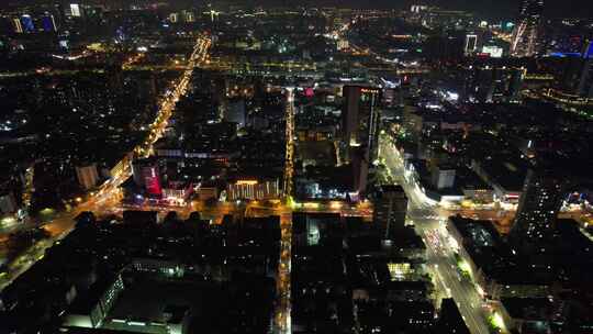 城市夜景交通车辆行驶航拍