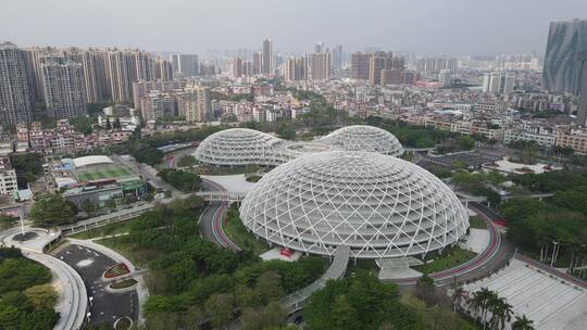 航拍广东佛山城市地标建筑