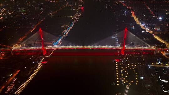 杨浦大桥夜景航拍