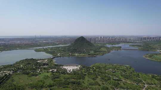 山东济南华山湖风景区航拍