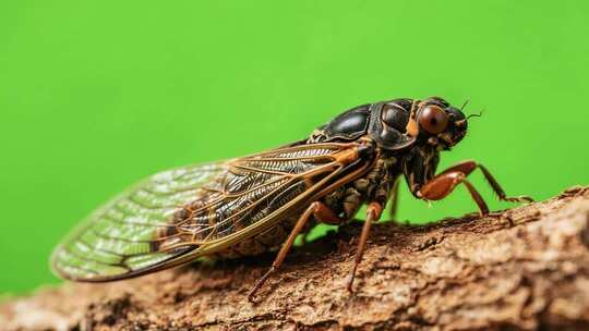 树枝上的蝉特写