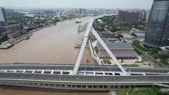 浙江宁波外滩大桥桥梁交通航拍