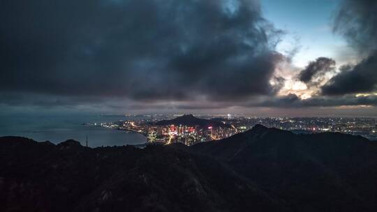 航拍城市夜景延时