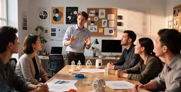 办公室团队会议讨论场景